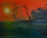 Fischernetze in Kerala (Oil, 80x100)