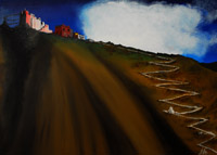 The Namgyal Tsemo red Gompa above Leh (Oil, 50x70)